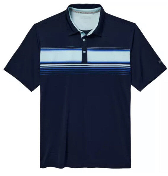 Walter Hagen Men’s Perfect 11 Chest Stripe Polo Shirt- Navy Day Break- MED- New