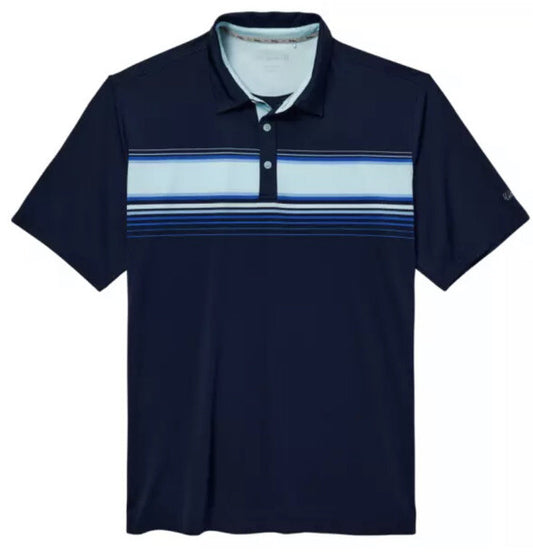 Walter Hagen Men’s Perfect 11 Chest Stripe Polo Shirt- Navy Day Break- MED- New