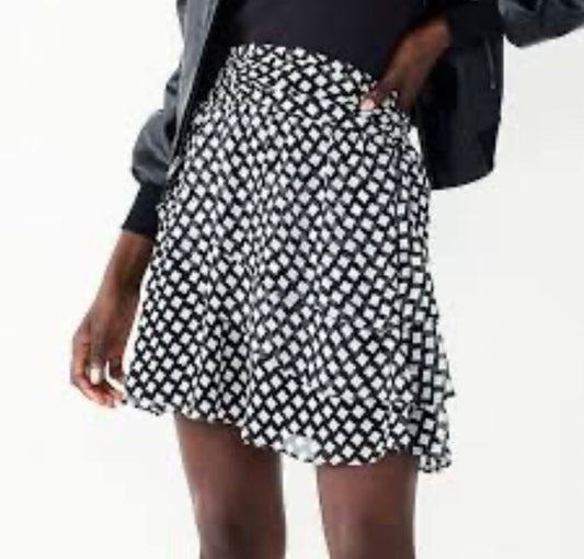 $40 Nine West Women’s-Easy Ruffle Skirt-Black & White-Large-New Tag