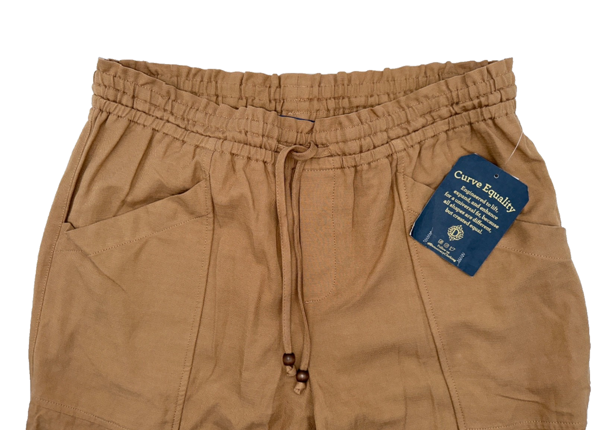 $78 Democracy Women’s  Skyrise Wide Leg Paper Bag Pants-Caramel Latte-Large-New