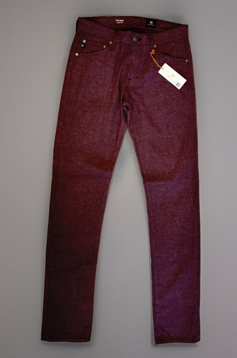 $198 AG Men’s Tellis Slim Fit 5-Pocket Pants Jeans  - Burgundy - Size 29Wx34L