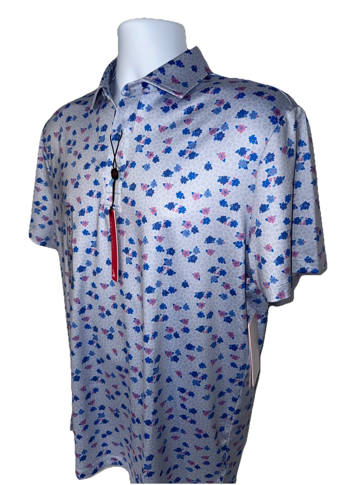 $110 Redvanly Men’s Leone Golf Performance  Polo Shirt-Blue Lavender -Small -New