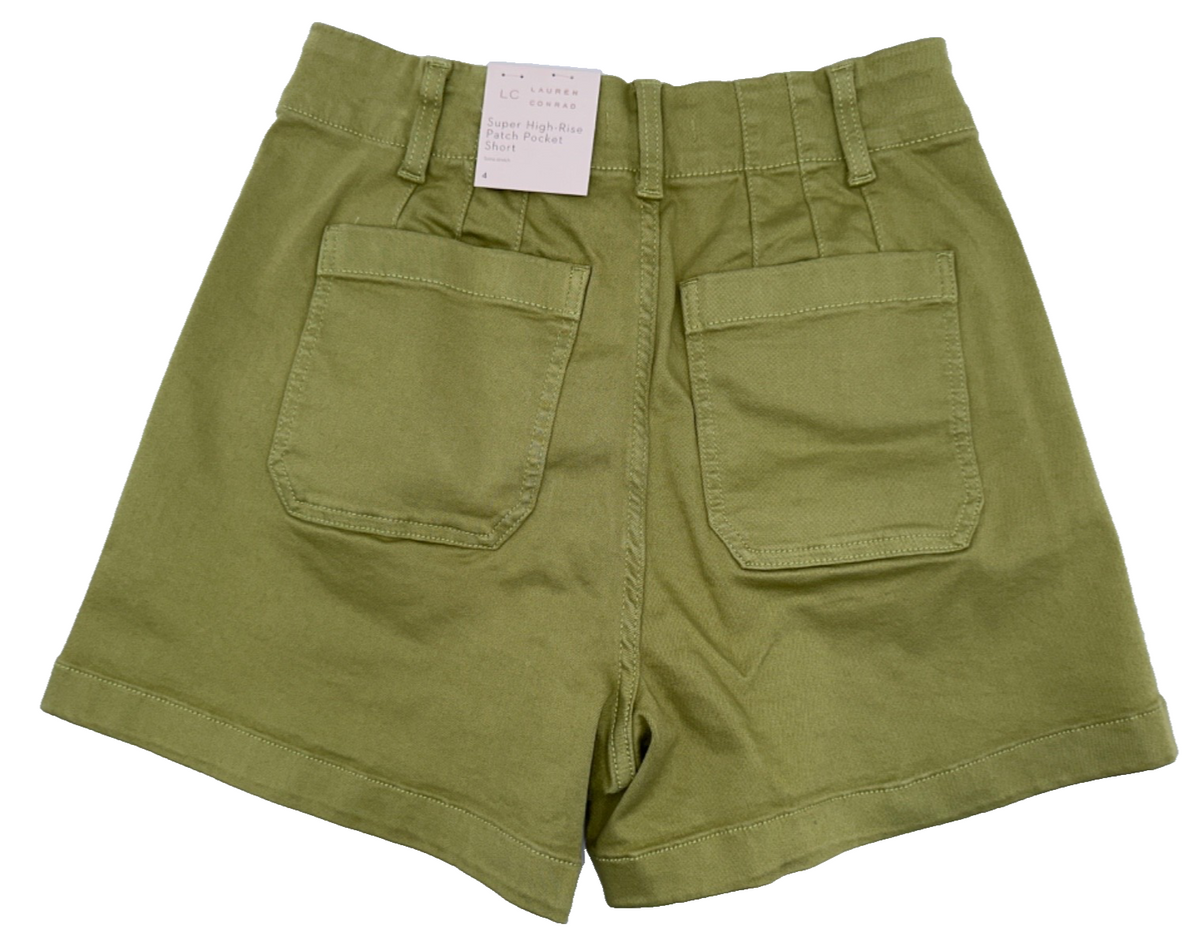 $40 Lauren Conrad Women's Super High Rise Patch Pocket Short-Giada Green-Size 4