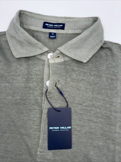 $180 Peter Millar Men’s Crown Crafted Greystone Linen S/S Polo- Sage Fog- Medium