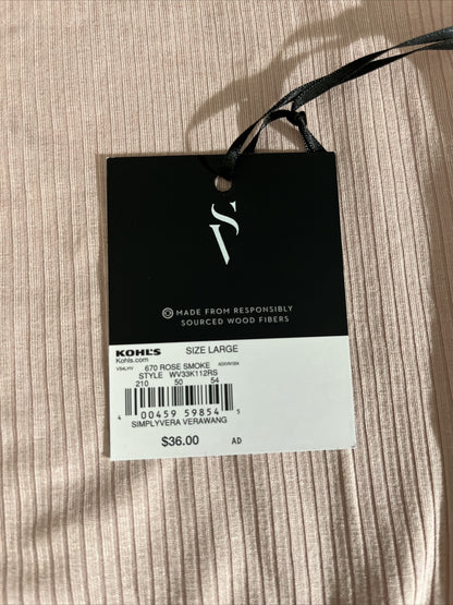 Simply Vera Wang  Essential Ribbed Turtle Neck Shirt Top-Rose-Large-New Tag$36