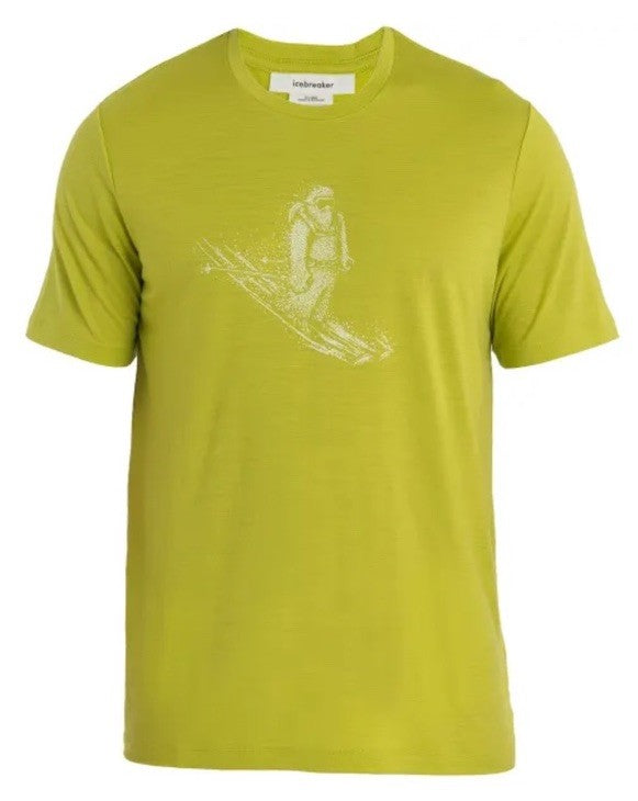 Icebreaker Men’s Tech Lite Short Sleeve Skiing Yeti T-Shirt - Bio Lime- Small