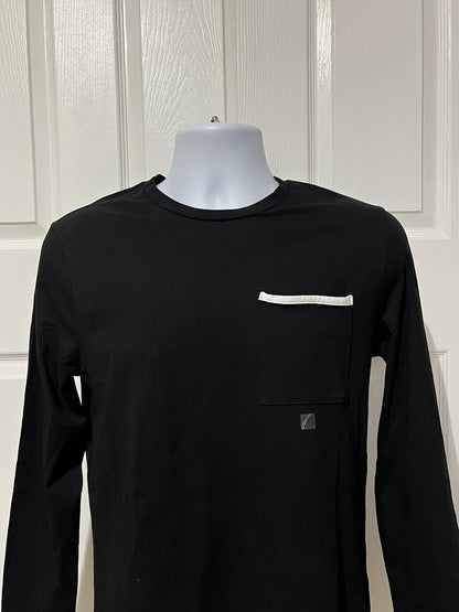 Express Men’s Long Sleeve Cotton Side Pocket T-Shirt- Black- Small- New Tag $44