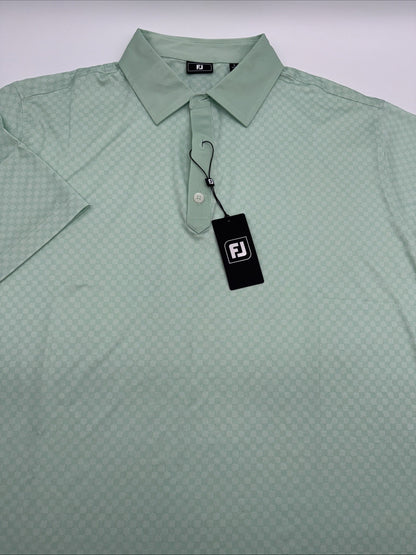 $78 FootJoy Men’s Golf Checker Jaquard Polo Shirt- Pistachio- Size Large-New