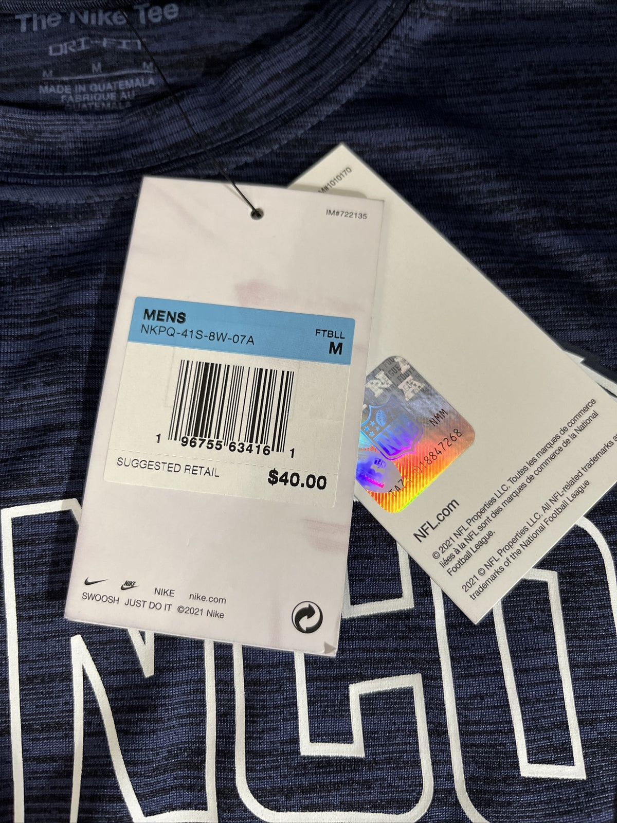 Nike Men’s Denver Broncos Micro T Shirt NFL - Blue/Orange-Medium-New Tag $40