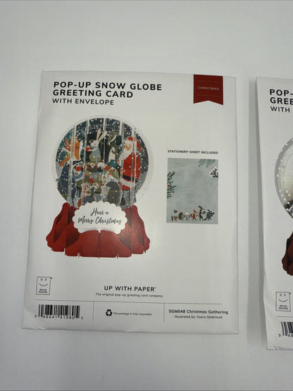 Lot Of 3  Up With Paper Snow Globe Pop Up -  Christmas Cards - You Get 3 Cards!