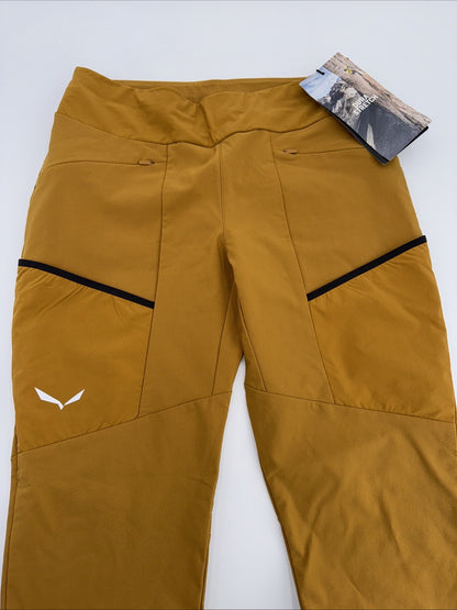 $135 Salewa Women’s Puez Warm Cargo Lightweight Outdoor Pants-Golden-Medium-New
