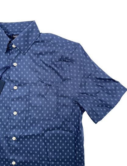 $158 Faherty Men's Movement Short Sleeve Button Down Shirt-Navy Dusk- Small-New