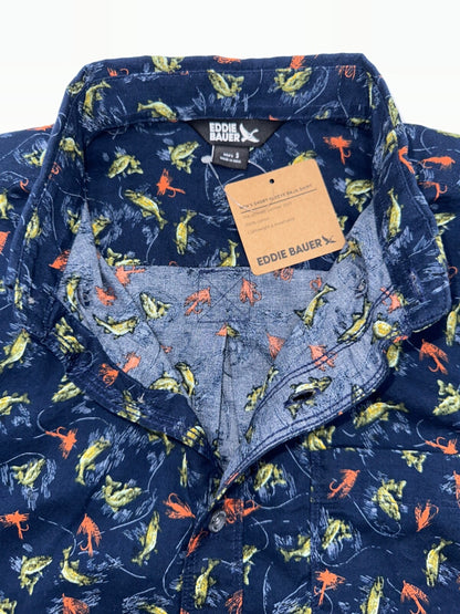 $50 Eddie Bauer Men’s Baja Button Up Shirt - Blue - Small - New With Tags