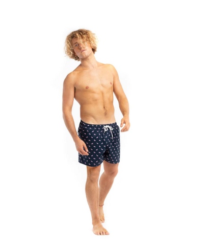 $55 Bermies Men’s 4.5” Swim Trunks-Flamingo 2.0 -Dark Blue- Large- New with tags