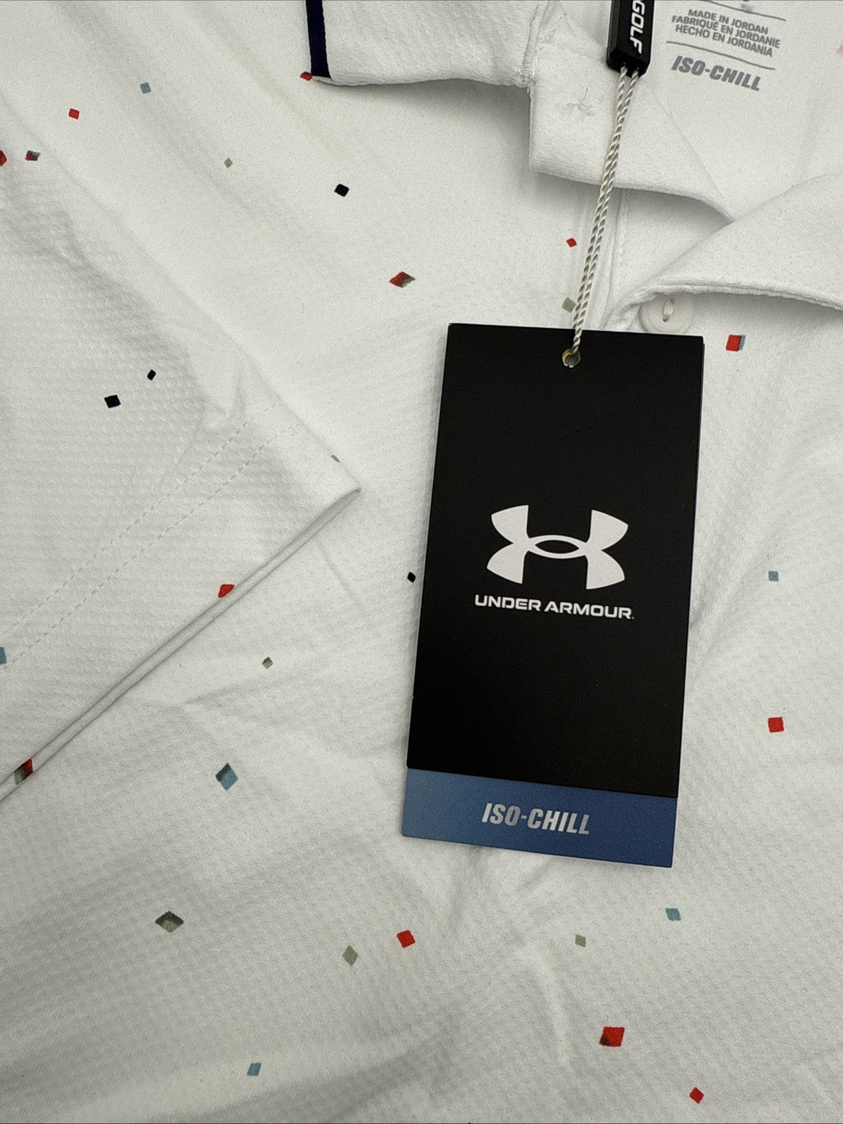 $75 Under Armour Men's ISO Chill Diamond Scatter Polo - White - Medium- New