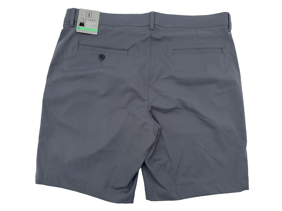 $65 PGA TOUR Men's Flat Front Expandable Waistband Golf Short- Quiet Shade - 34W
