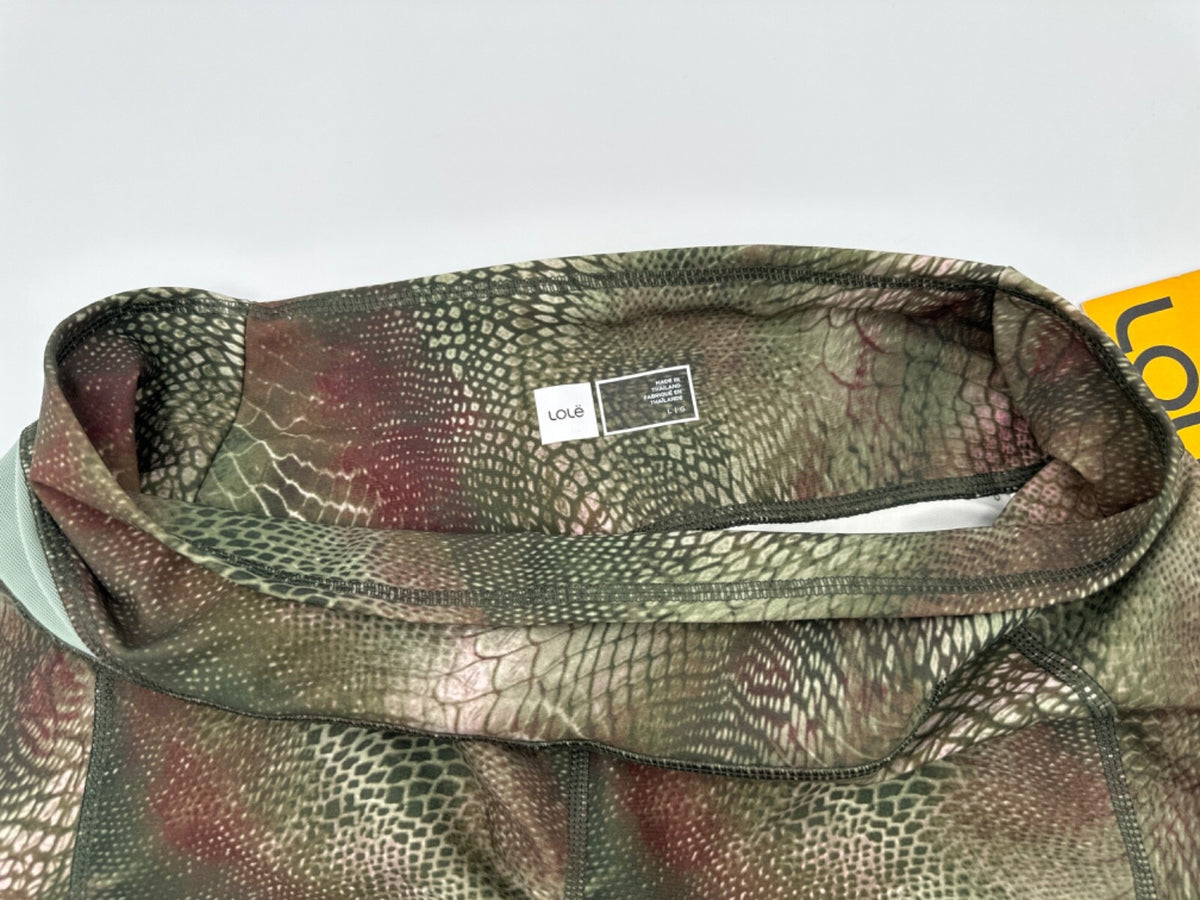 $115 Lole Life Women’s Burst Edition Leggings- Lily Pad Snake- Large- New
