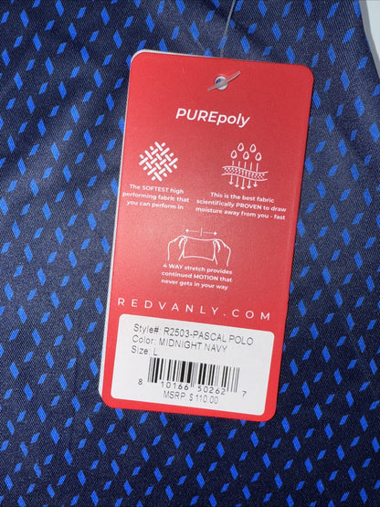 $110 Redvanly Men’s Pascal Golf Performance Polo Shirt-Midnight Navy-Large-New