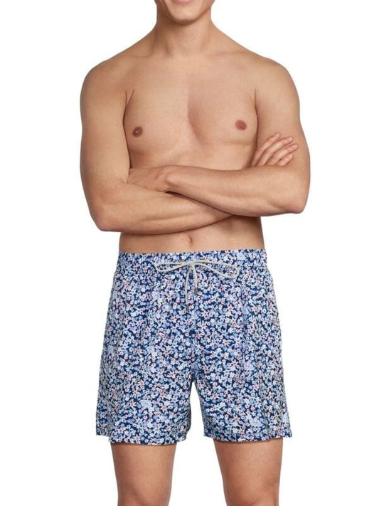 $50 Vintage Summer Men’s 4 Way Stretch Volley Shorts- Blue Floral - Small- New
