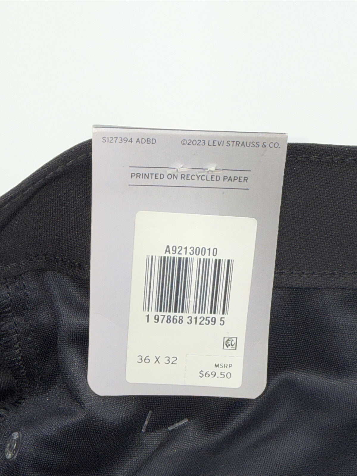 $70 Levi's Men's 511 Slim Tech Pants Stretch A92130010- Black- 36W 32L - New Tag