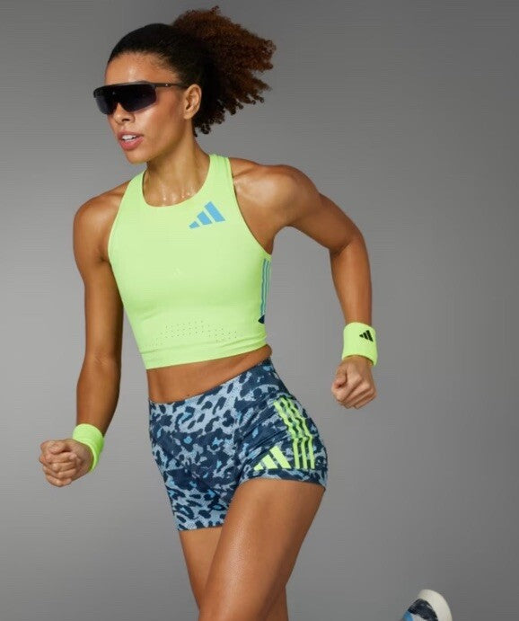 $85 Adidas Women Adizero Booty Elite Running tights shorts IT5775-Blue-Large-New