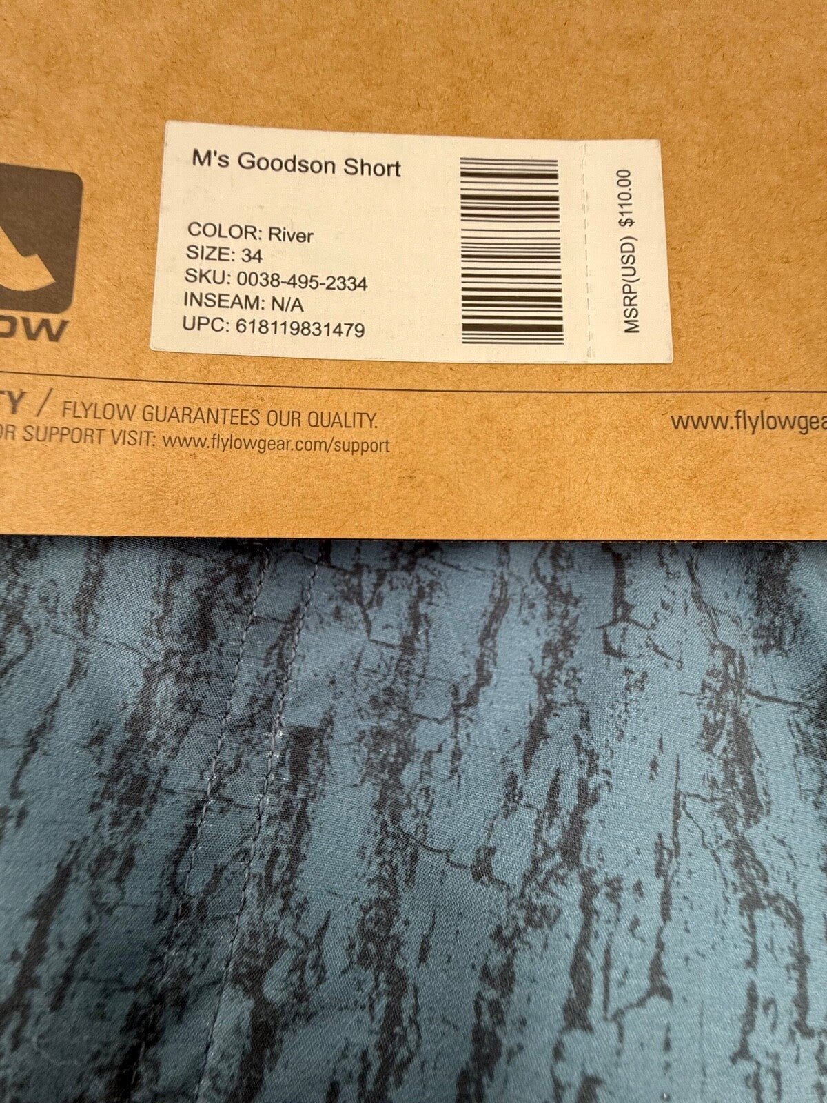 $110 Flylow Men’s-Goodson Short-34W-River Blue-New Tag