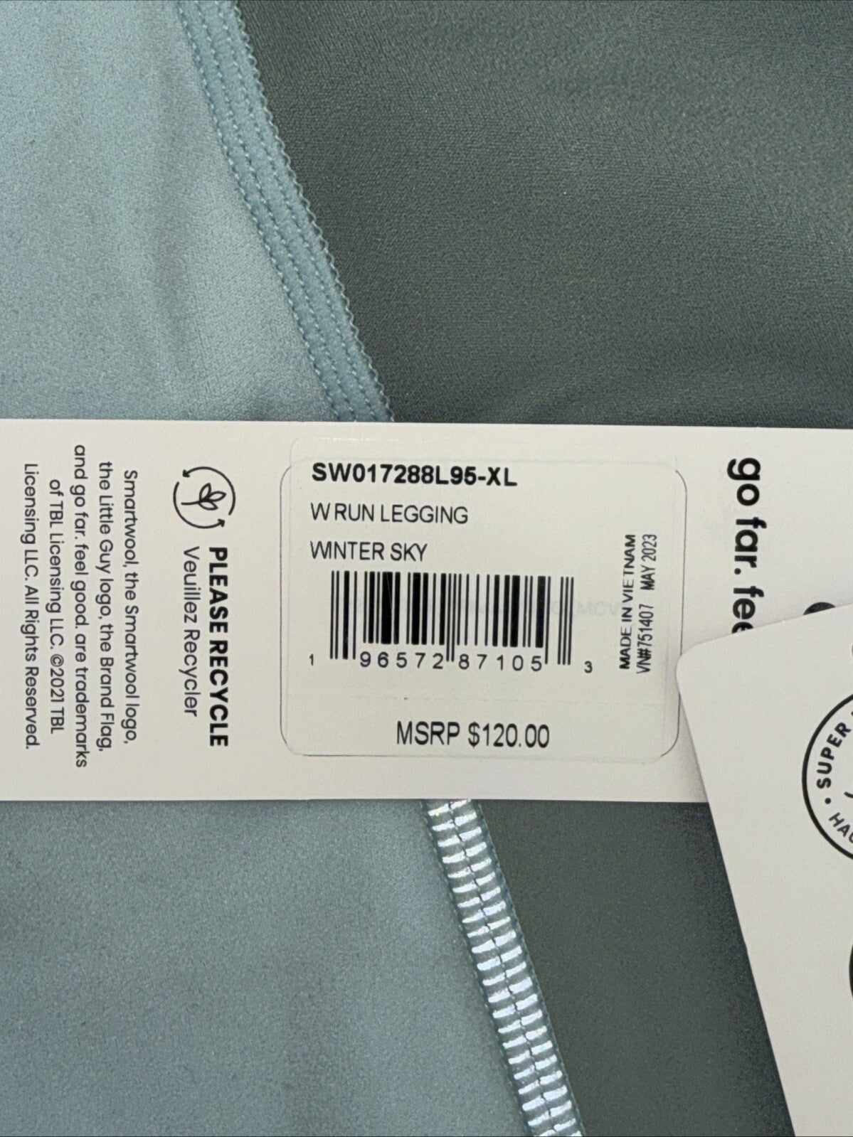 $120 Smartwool Women's Run Legging  - Winter Sky - XLarge - New With Tags
