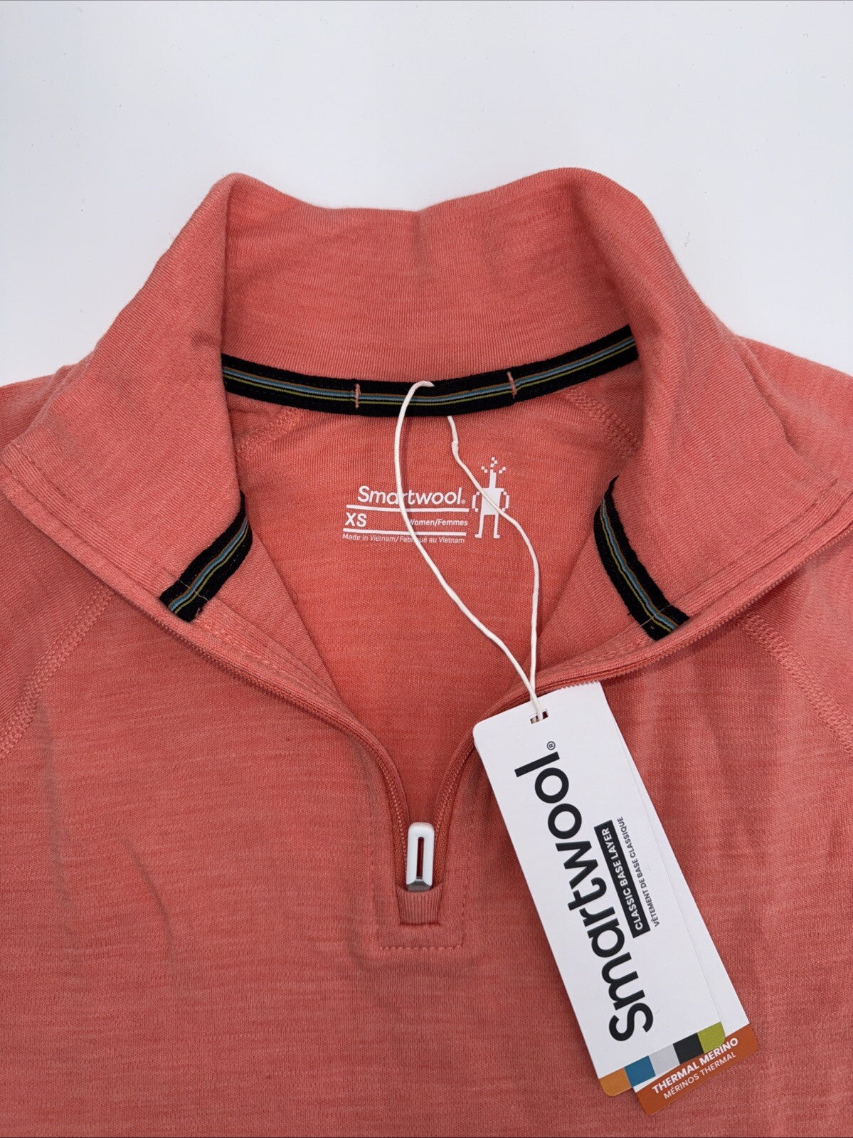 $115 Smartwool Women’s 1/4 Zip Thermal Pullover Merino Wool-Sunset Coral -XSmall