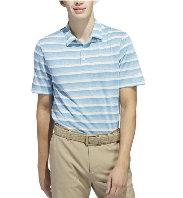 $70 Adidas 2024 Men’s  2-Color Stripe Golf Polo Shirt - Blue/White- Medium- NEW
