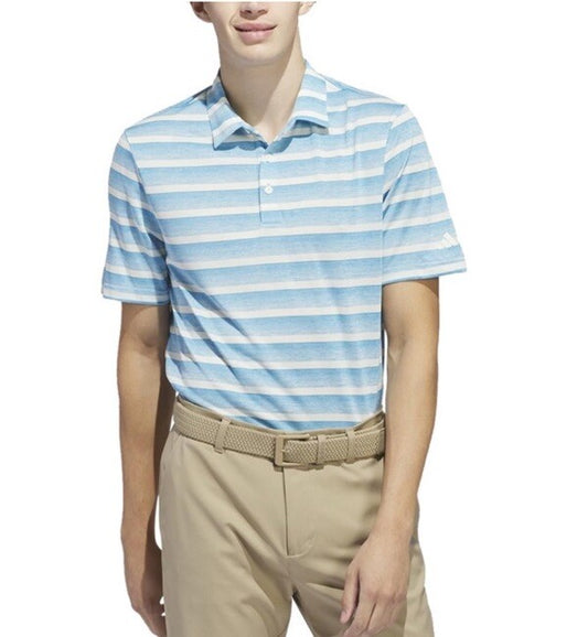 $70 Adidas 2024 Men’s  2-Color Stripe Golf Polo Shirt - Blue/White- Medium- NEW