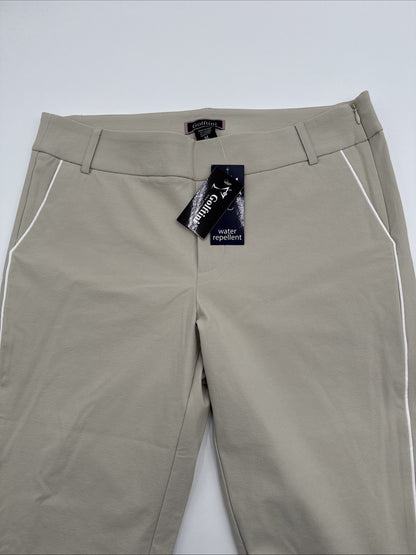$158 Golftini Ankle Pant Side Stripes Golf Pants- Khaki/White-Medium-New Tags