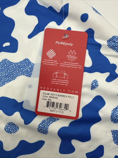 $110 Redvanly Men’s Camo Barres Golf Performance Stretch Polo Shirt-Blue-2XLarge