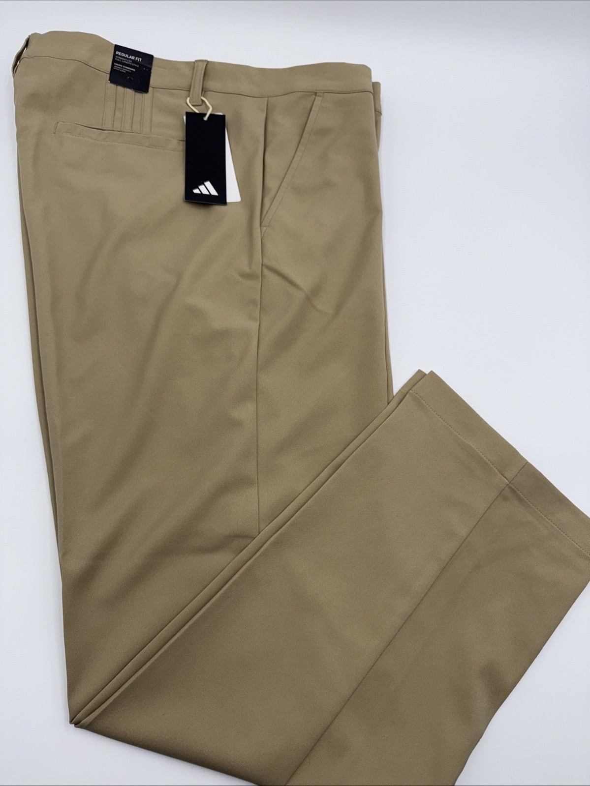$70 Adidas Men’s Adi Advantage Flat Front Golf Pants- Hemp Beige - 34W 32L- New
