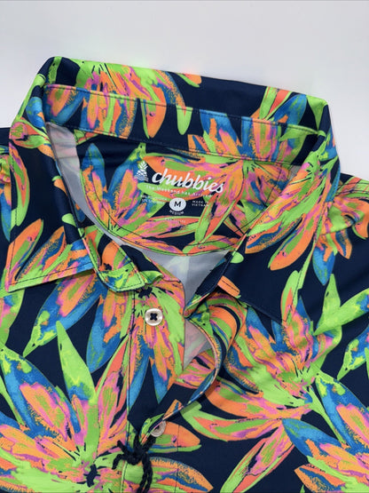 Chubbies Men's The Ocean Flower Performance Polo Shirt-Orange Multi-Medium-New