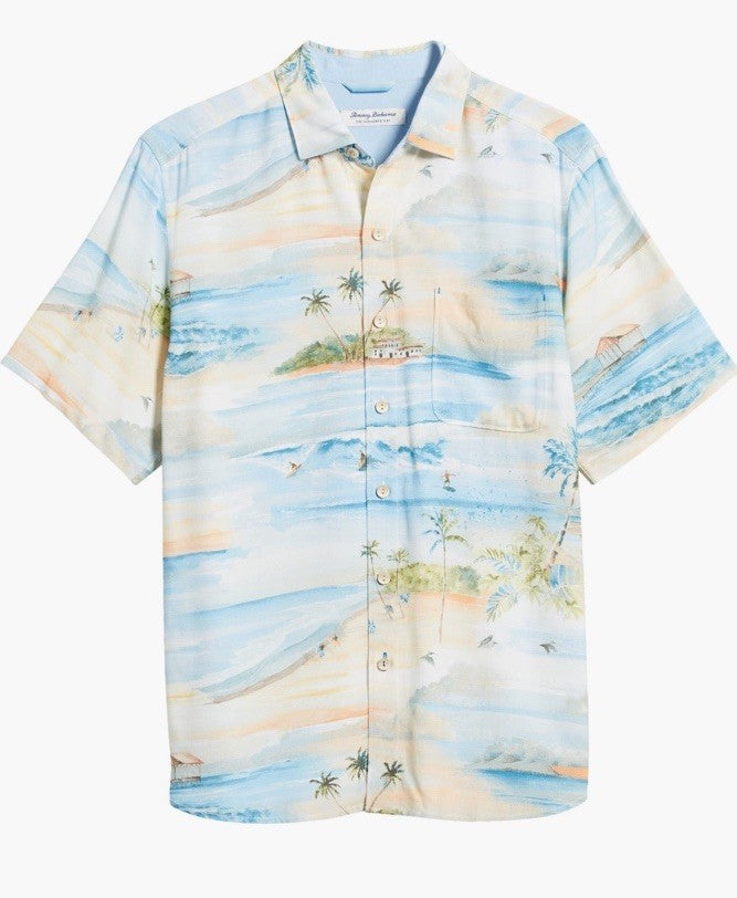 $118 Tommy Bahama Men’s Veracruz Cay Isle Vista Shirt- Ivory Multi- Medium-NEW