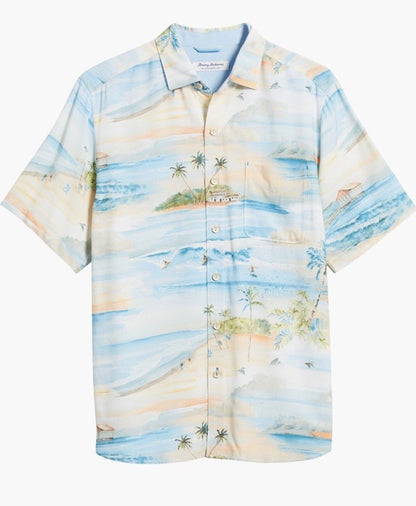 $118 Tommy Bahama Men’s Veracruz Cay Isle Vista Shirt- Ivory Multi- Medium-NEW