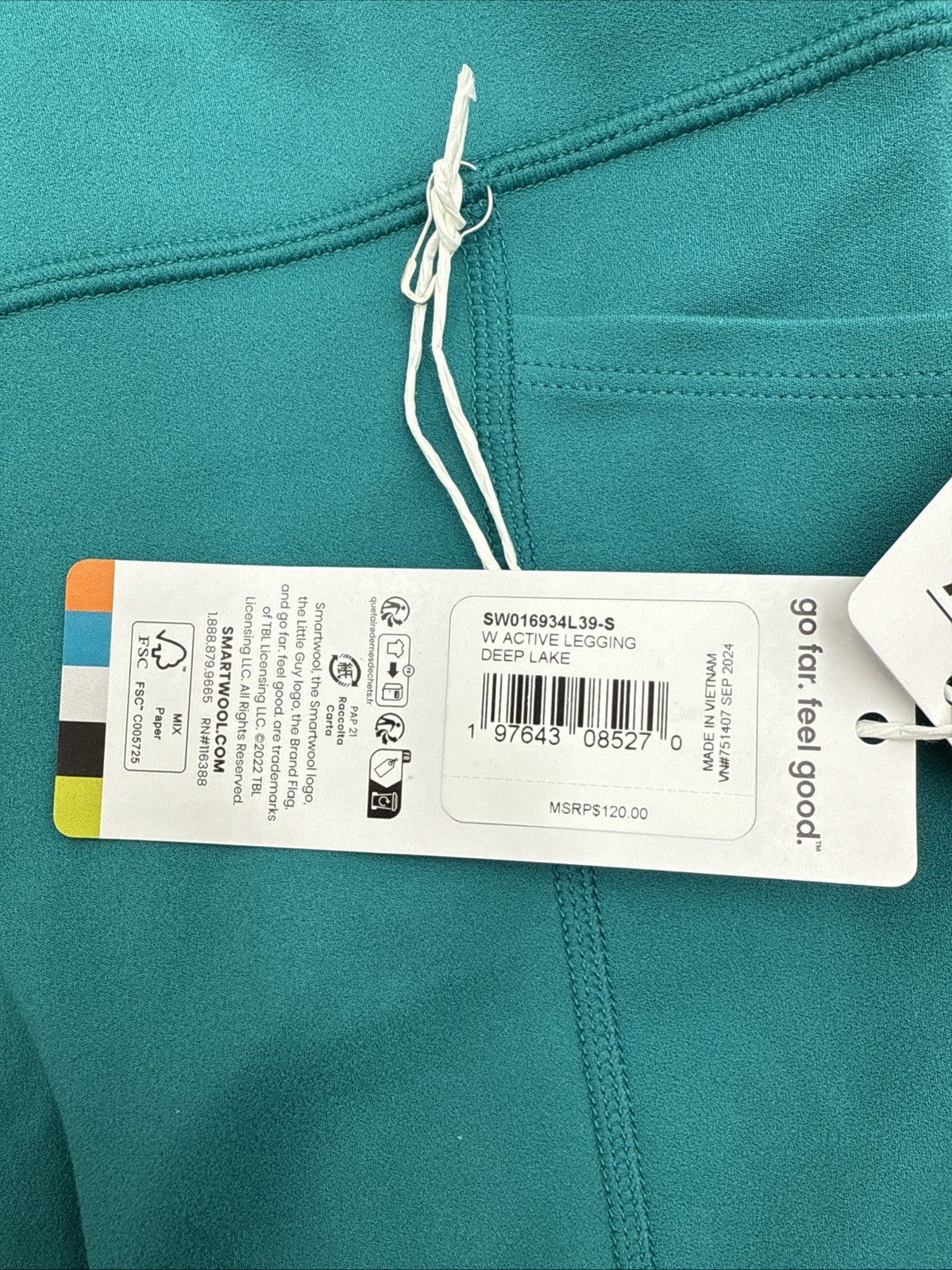 $120 Smartwool Women's Active Legging  - Deep Lake Green- Small - New With Tags