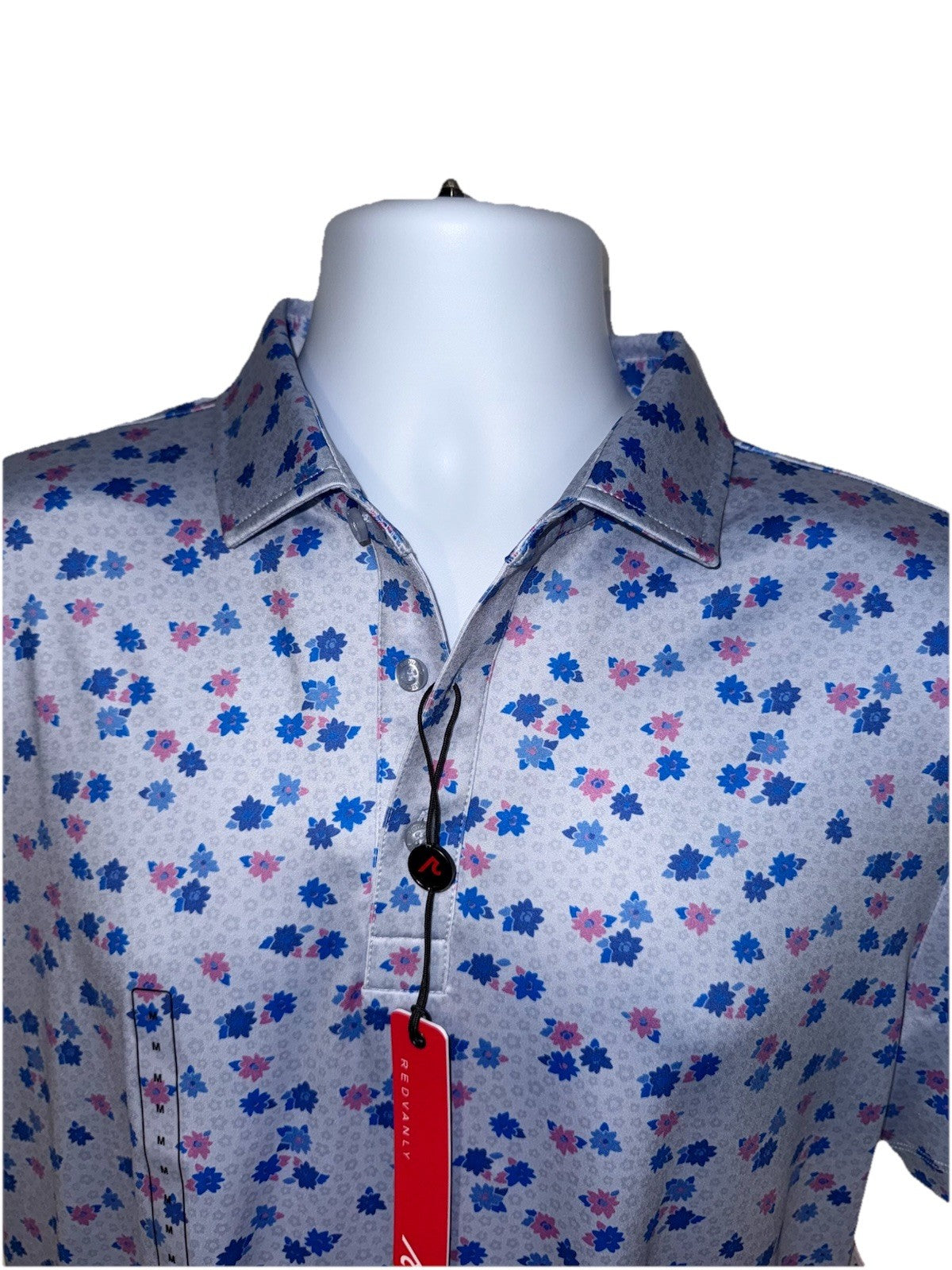 $110 Redvanly Men’s Leone Golf Performance  Polo Shirt-Blue Lavender -Small -New