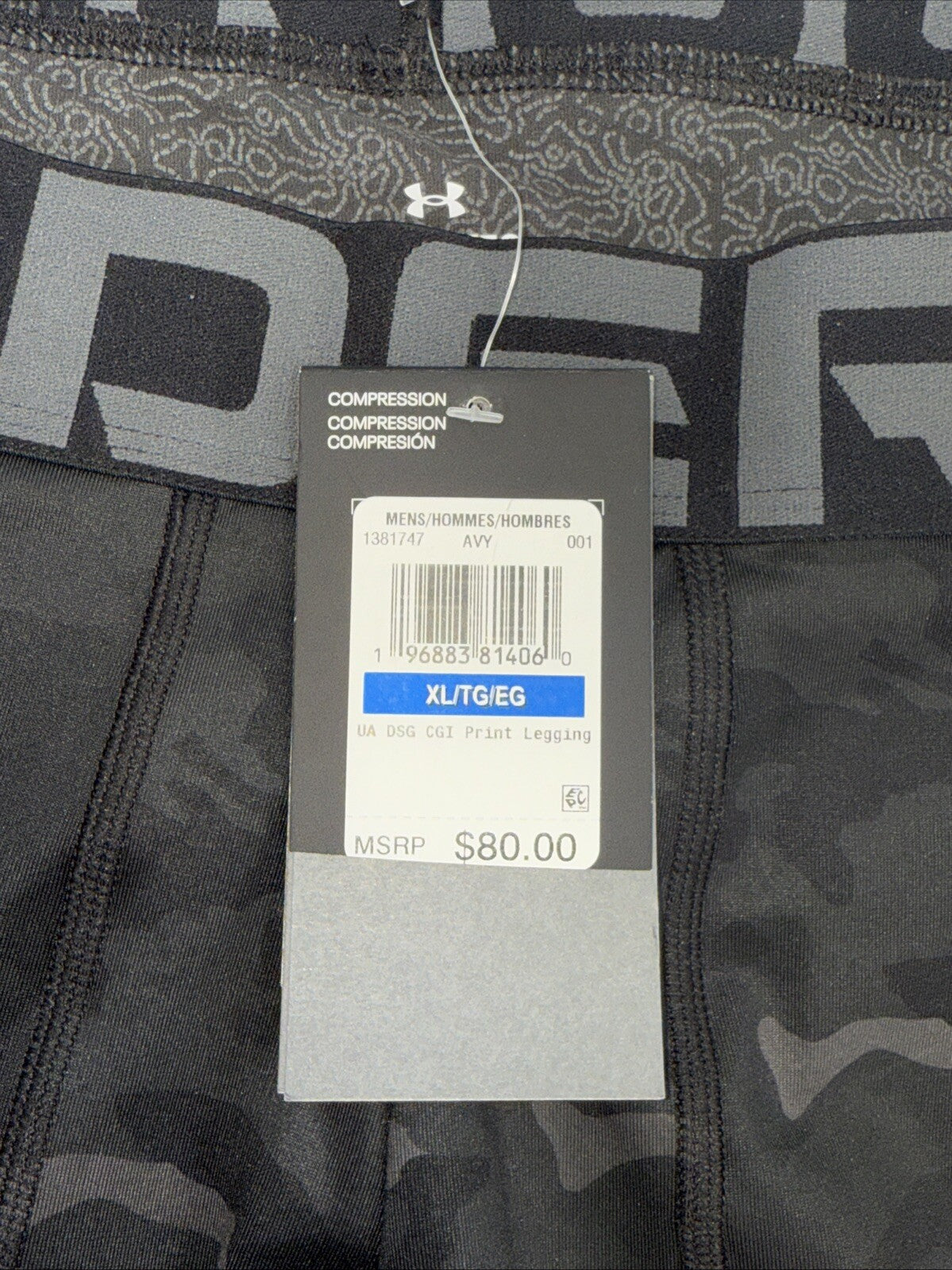 Under Armour Men's ColdGear Infrared Printed Leggings 1381747-Black Camo-XLarge