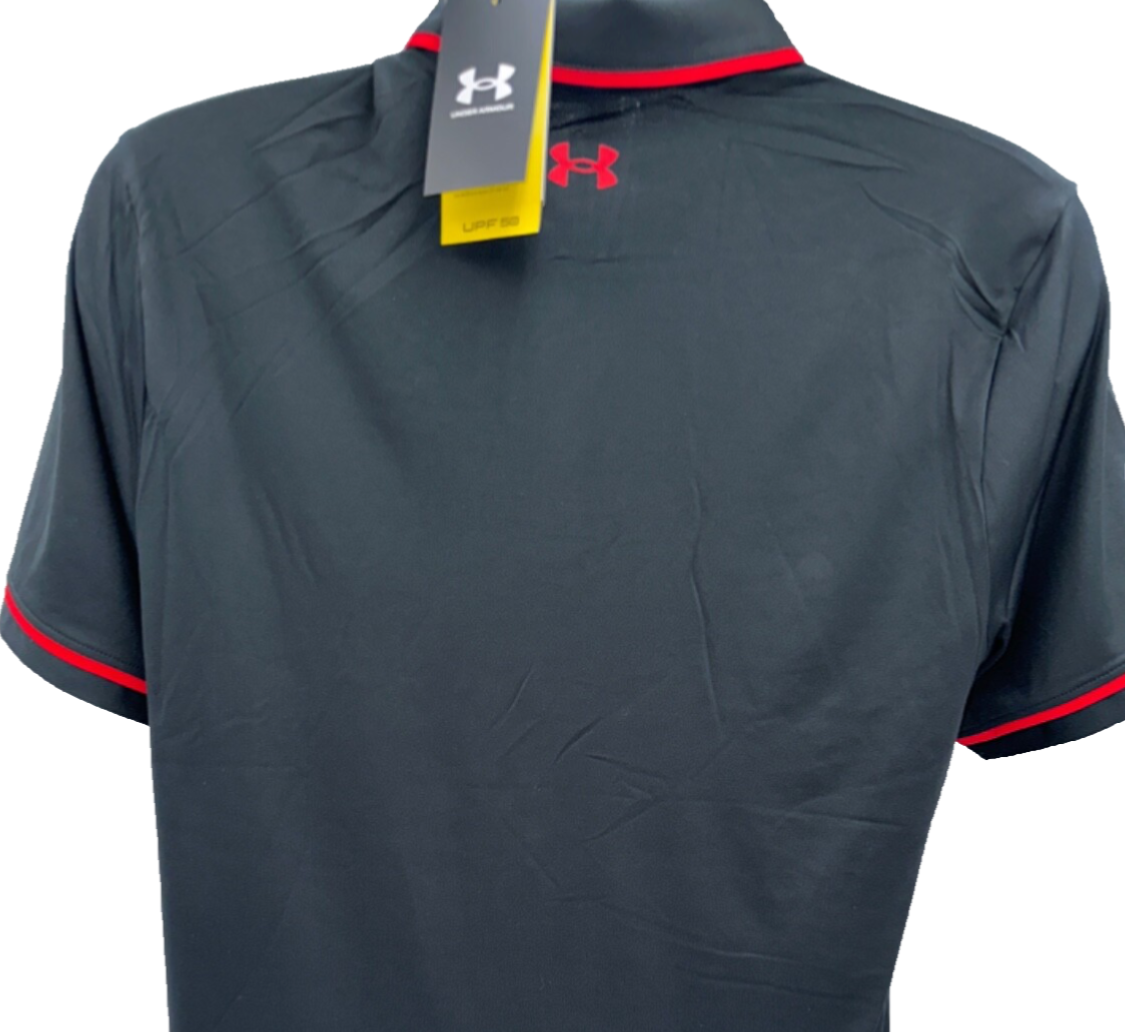 $70 Under Armour Men's Golf Polo - Black/Red - Medium - New With Tags