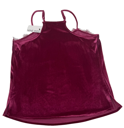 Nine West Women’s-Woven Cami Top -Burgundy-Medium-New Tag