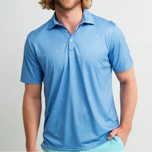 $55 Huk Men's Mixed Reels Pursuit Polo Shirt-Quiet Harbor -Small - New With Tag