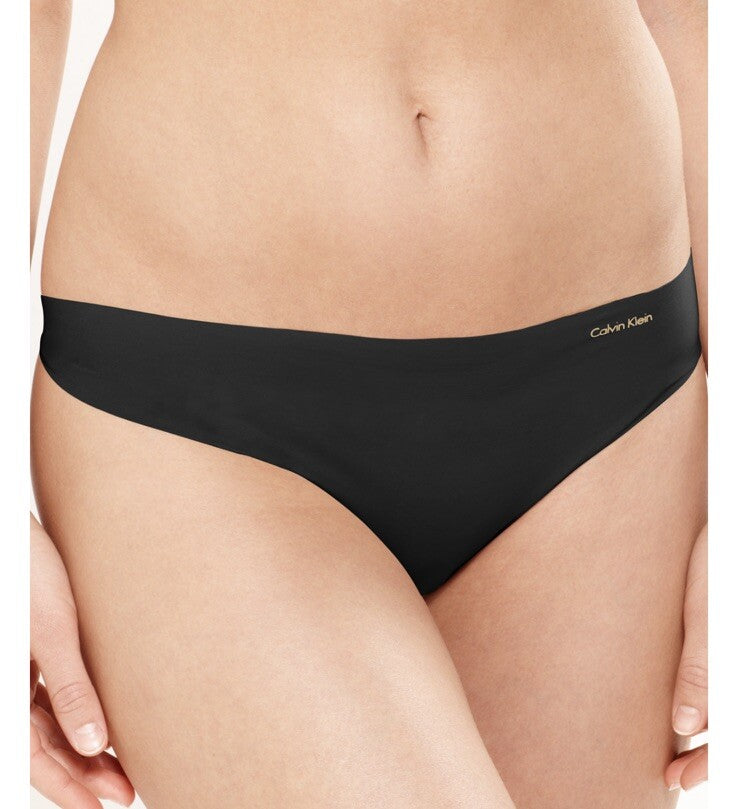 3 Pack Calvin Klein  Thong Panty- 1 Flirty/2 Invisible- Black/Bare - Small