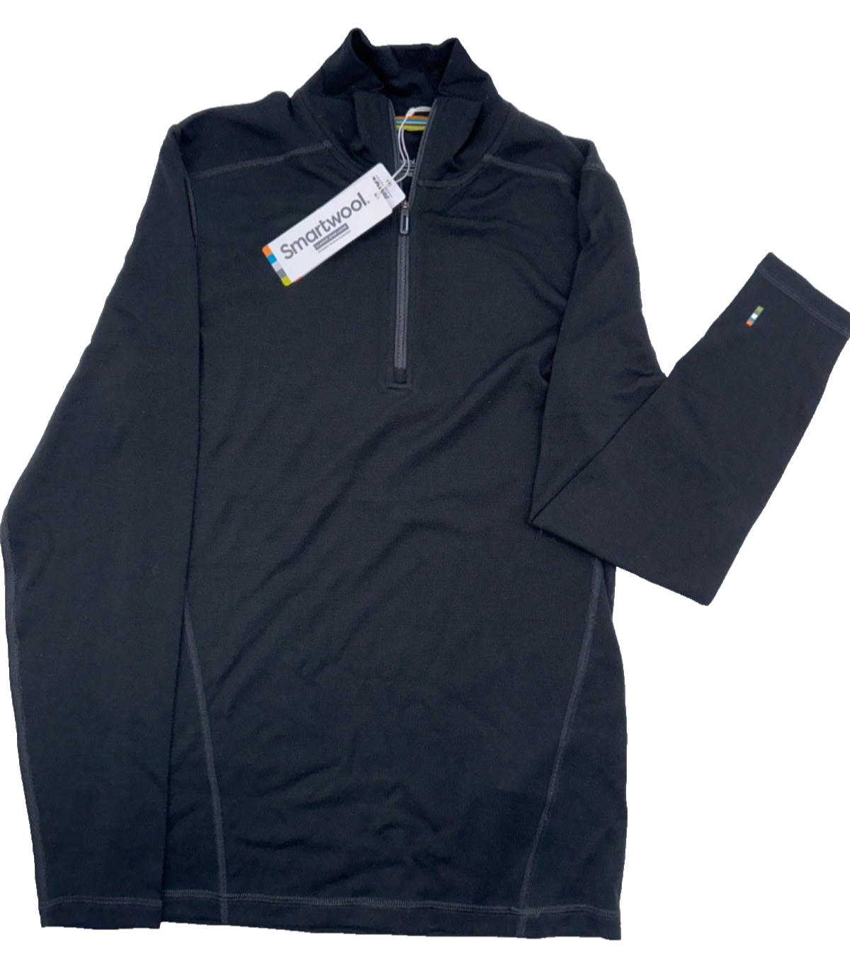 $120 Smartwool Men's Classic Thermal Merino 1/4 Zip Base Layer Top-Black-Small