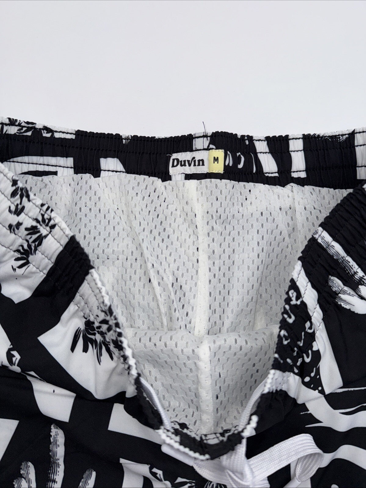 $65 Duvin Design Men's Cactus Swim Trunk Shorts - Black/White - Size: Medium-NEW