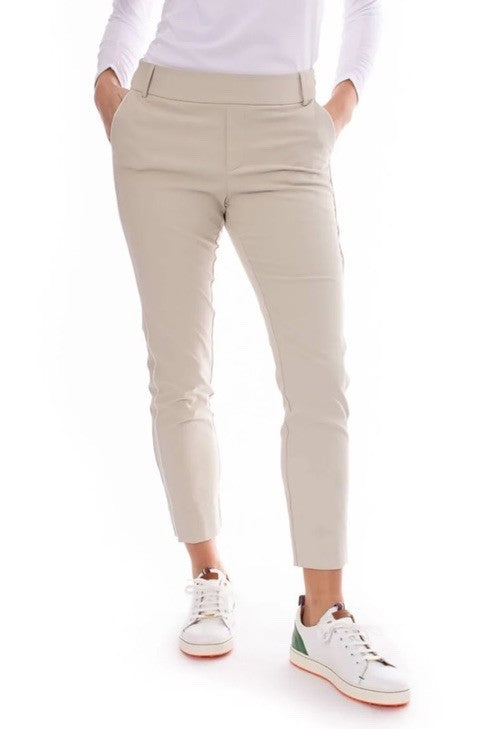 $158 Golftini Ankle Pant Side Stripes Golf Pants- Khaki/White-Large-New Tags