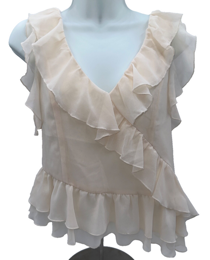 $68  Wafe Women's Polyester Ruffle Blouse - Peach - Small - New With Tags