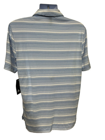 $65 Adidas Men’s Gradient Striped Polo Golf Shirt- Real Blue/White-Medium-New