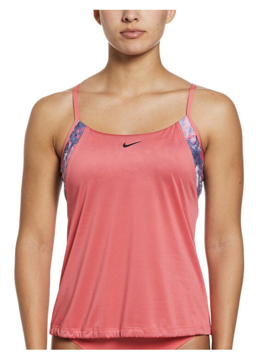Nike Women's  Layered Tankini Swim Top-Sea Coral-Small-New Tag