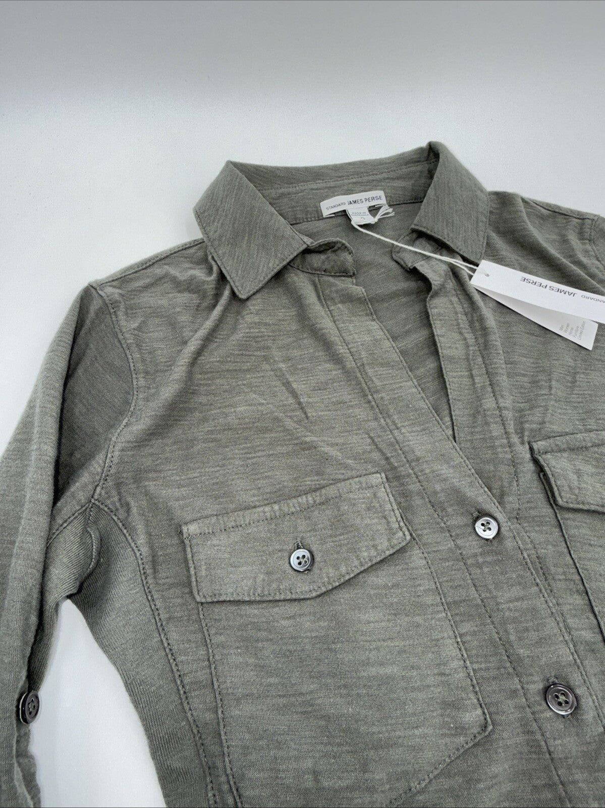 $165 James Perse Women’s Contrast Panel Shirt - Khaki PLM- Size: 0 (Small)- New